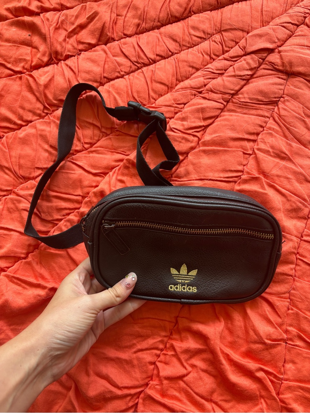 adidas Black Belt Bag with Gold Trefoil - Picture 2 of 3